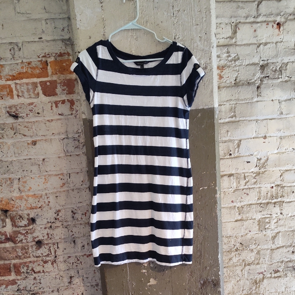 Banana Republic Black and White Striped Mini Dress
